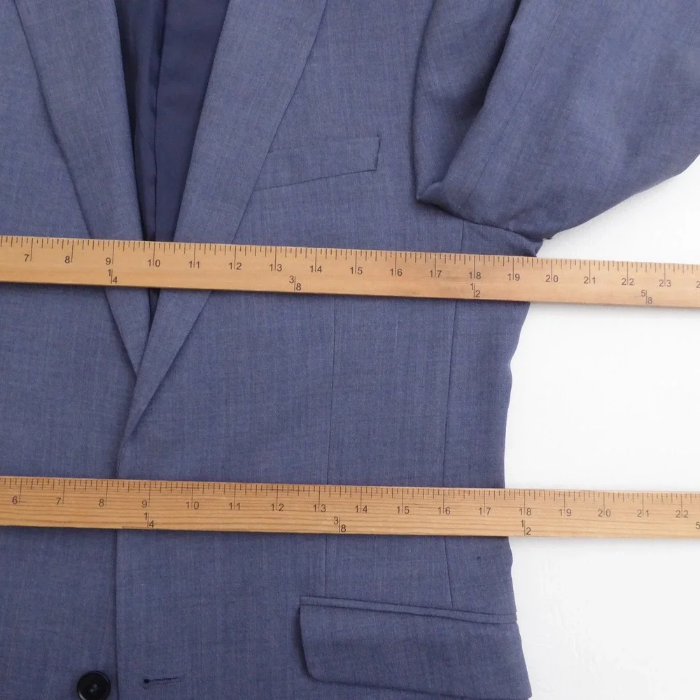 Charles Tyrwhitt Men Blazer Dew Blue Merino Wool 38R Extra Slim Fit